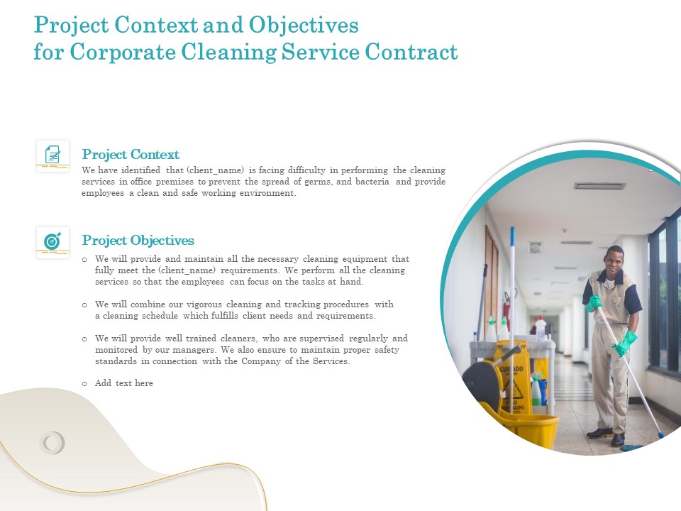 Office Cleaning Service Project Context And Objectives For Corporate Cleaning Service Contract Designs PDF