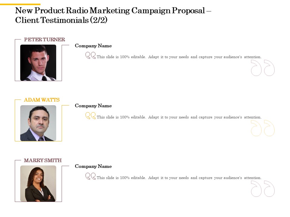 Offline Promotional Strategy For New Product Radio Marketing Campaign Proposal Client Testimonials Management Information PDF