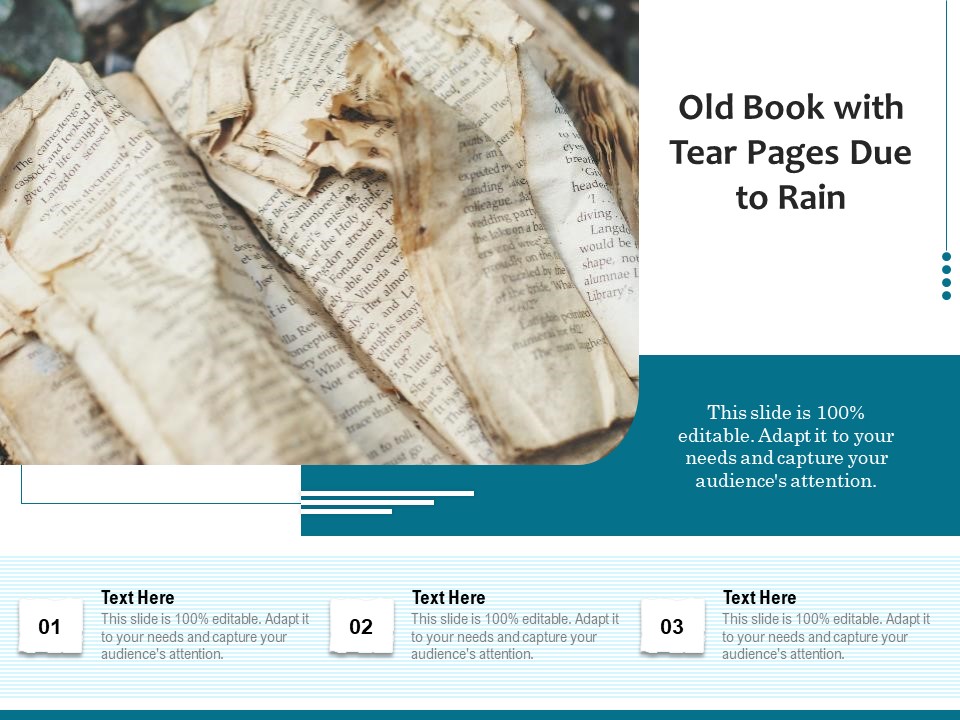 Old Book With Tear Pages Due To Rain Ppt PowerPoint Presentation File Outfit PDF