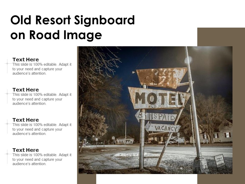 Old Resort Signboard On Road Image Ppt PowerPoint Presentation File Summary PDF