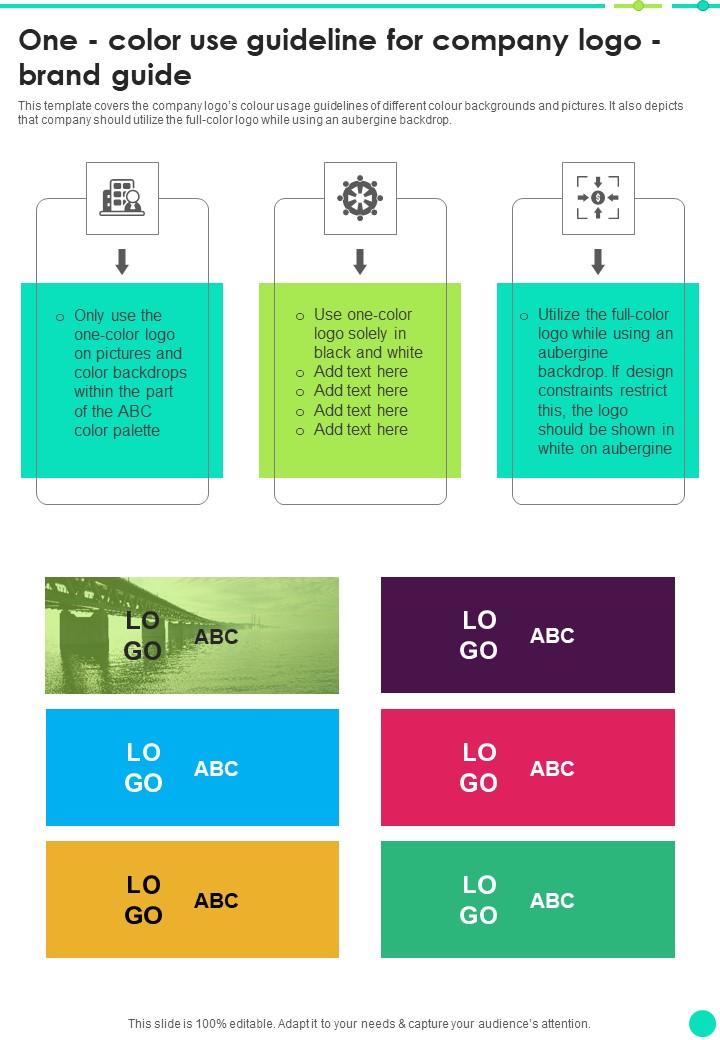 One Color Use Guideline For Company Logo Brand Guide One Pager Sample Example Document