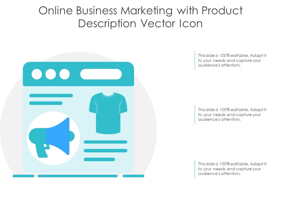Online Business Marketing With Product Description Vector Icon Ppt PowerPoint Presentation File Ideas PDF