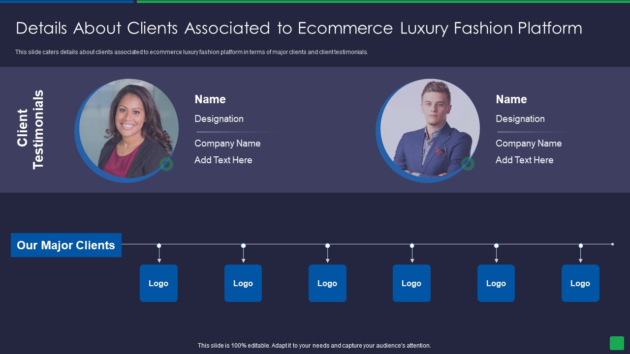 Online Fashion Extravagance Platform Venture Capitalist Financing Elevator Details About Clients Portrait PDF