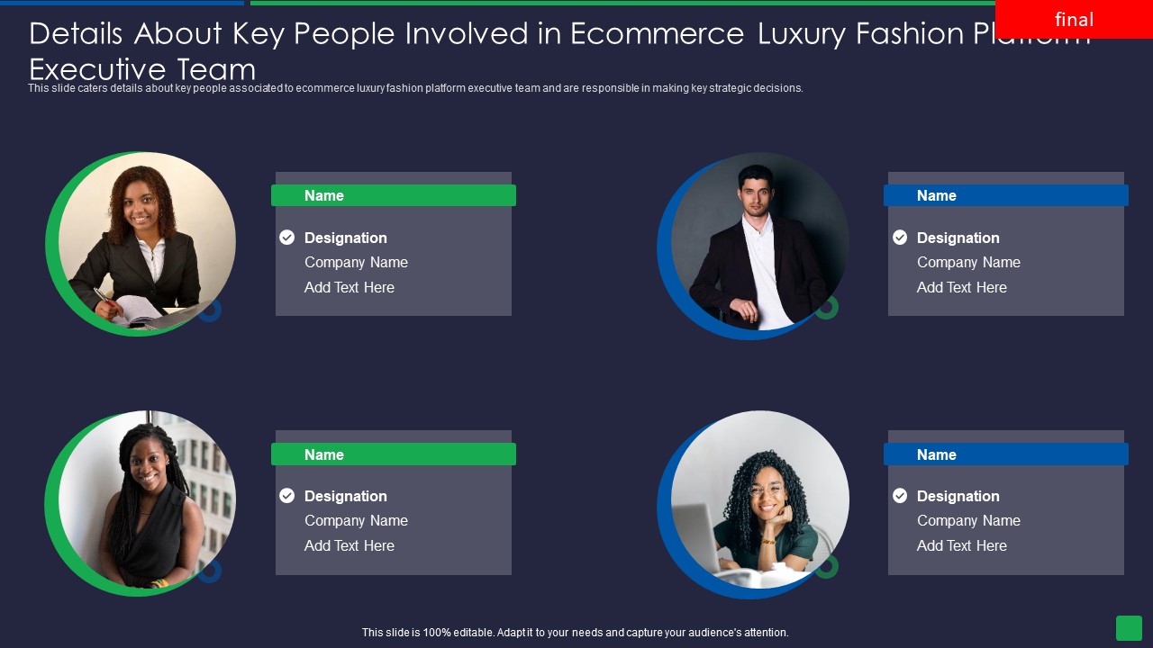 Online Fashion Extravagance Platform Venture Capitalist Financing Elevator Details About Key People Involved Portrait PDF