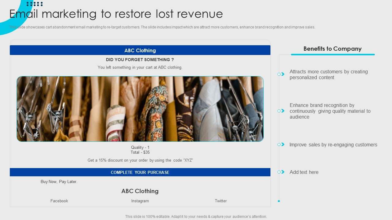 Online Fashion Firm Summary Email Marketing To Restore Lost Revenue Download PDF