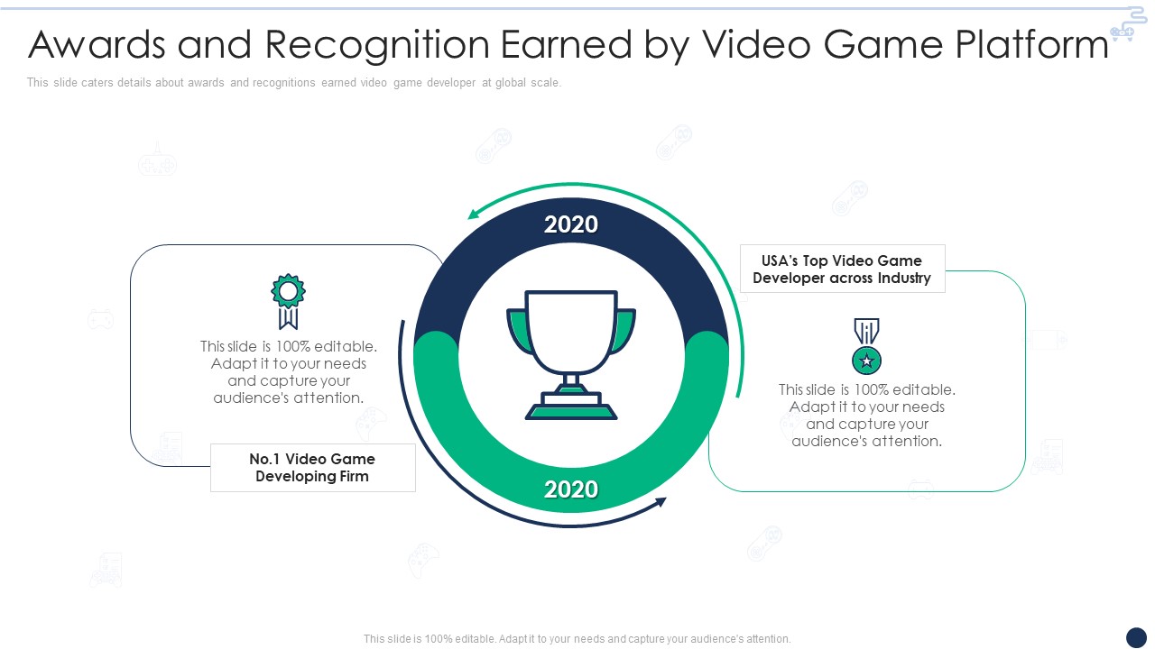 Online Gaming Funding Pitch Deck Awards And Recognition Earned By Video Game Platform Icons PDF