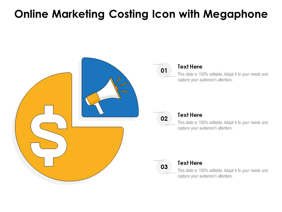 Online Marketing Costing Icon With Megaphone Ppt PowerPoint Presentation Model Designs PDF