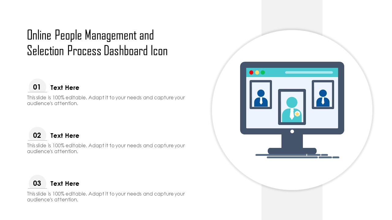 Online People Management And Selection Process Dashboard Icon Ppt Layouts Aids PDF