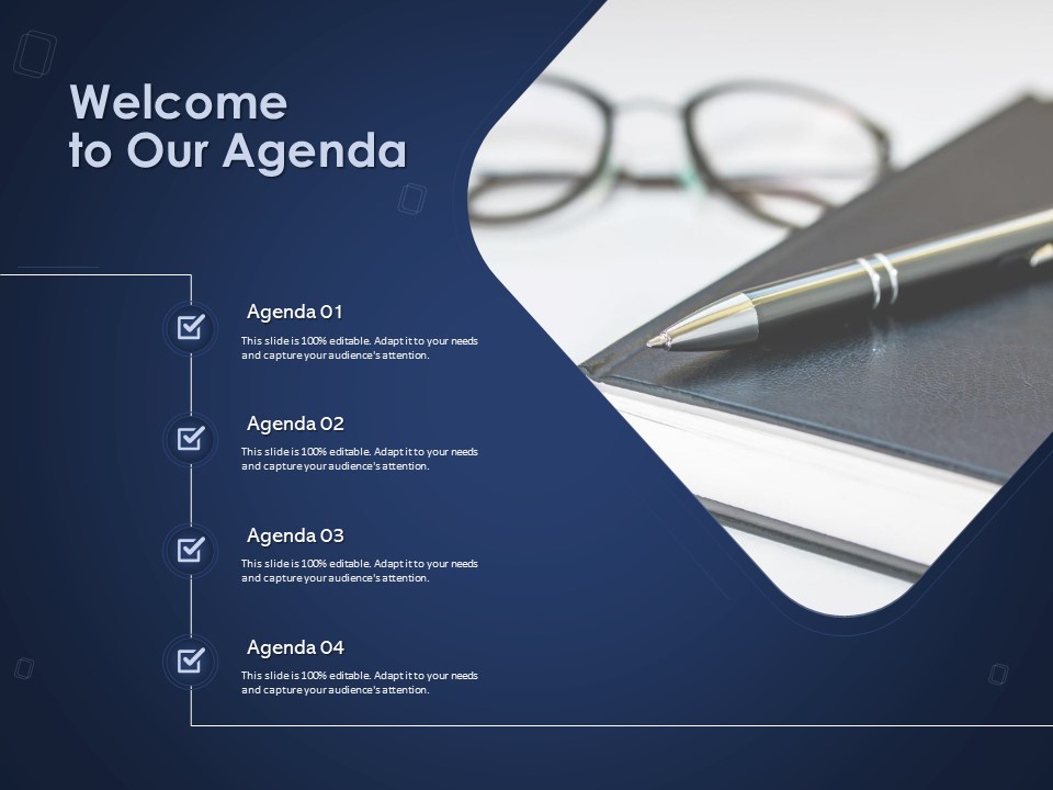 Online Promotional Marketing Frameworks Welcome To Our Agenda Ppt Ideas Elements PDF