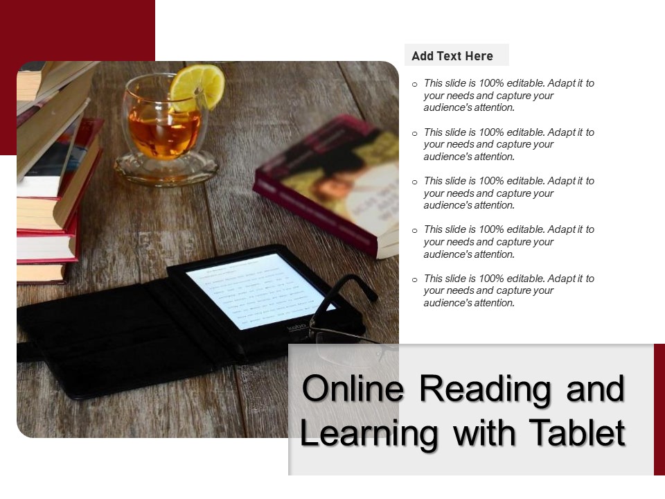 Online Reading And Learning With Tablet Ppt PowerPoint Presentation File Graphics Download PDF