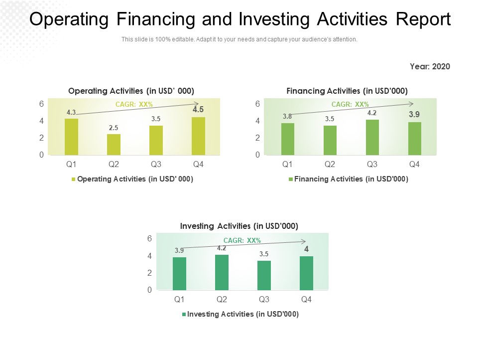 Operating Financing And Investing Activities Report Ppt PowerPoint Presentation Gallery Graphics Pictures PDF
