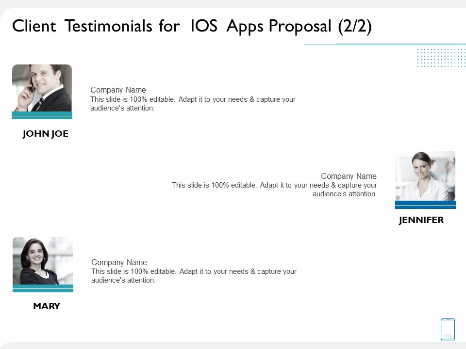 operating system application client testimonials for ios apps proposal ppt portfolio graphics example pdf