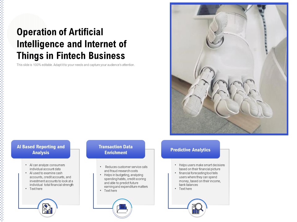 Operation Of Artificial Intelligence And Internet Of Things In Fintech Business Ppt PowerPoint Presentation Infographic Template Example File