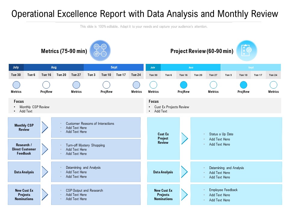 Operational Excellence Report With Data Analysis And Monthly Review Ppt PowerPoint Presentation Show Example File PDF