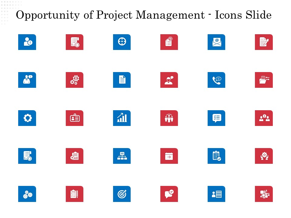 Opportunity Of Project Management Icons Slide Ppt Layouts Infographic Template PDF