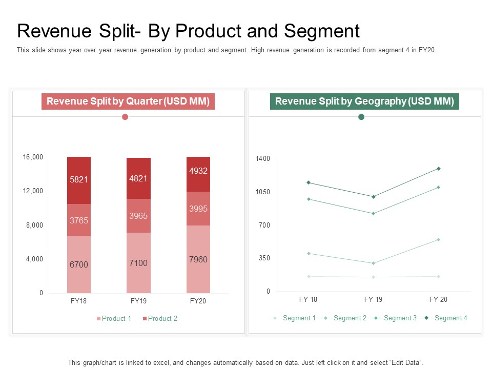 Organization Performance Evaluation Revenue Split By Product And Segment Professional PDF
