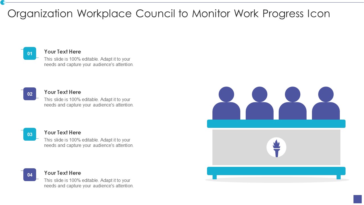 Organization Workplace Council To Monitor Work Progress Icon Template PDF