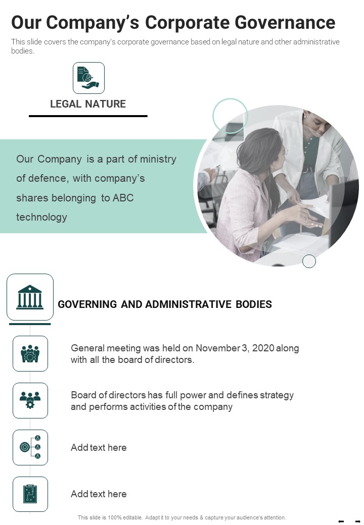 Our Companys Corporate Governance One Pager Documents