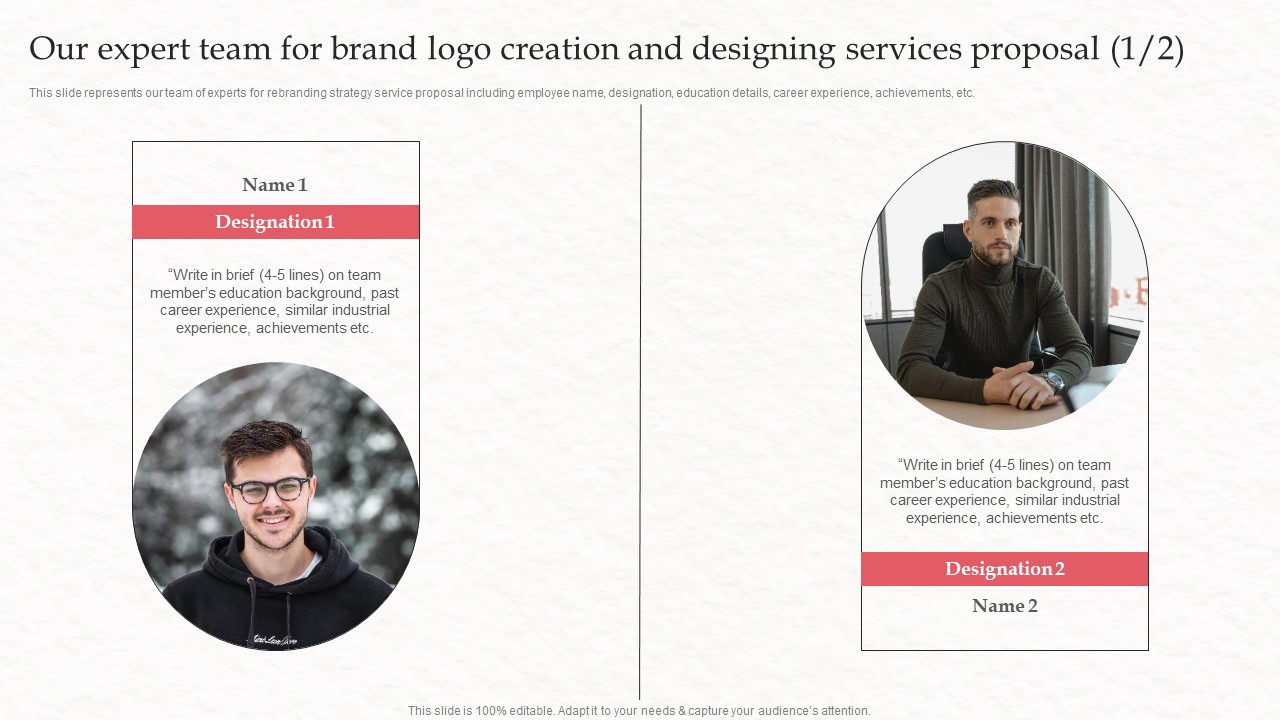 Our Expert Team For Brand Logo Creation And Designing Services Proposal Structure PDF