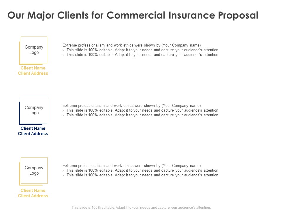 Our Major Clients For Commercial Insurance Proposal Ppt Powerpoint Presentation Inspiration Graphics Pictures