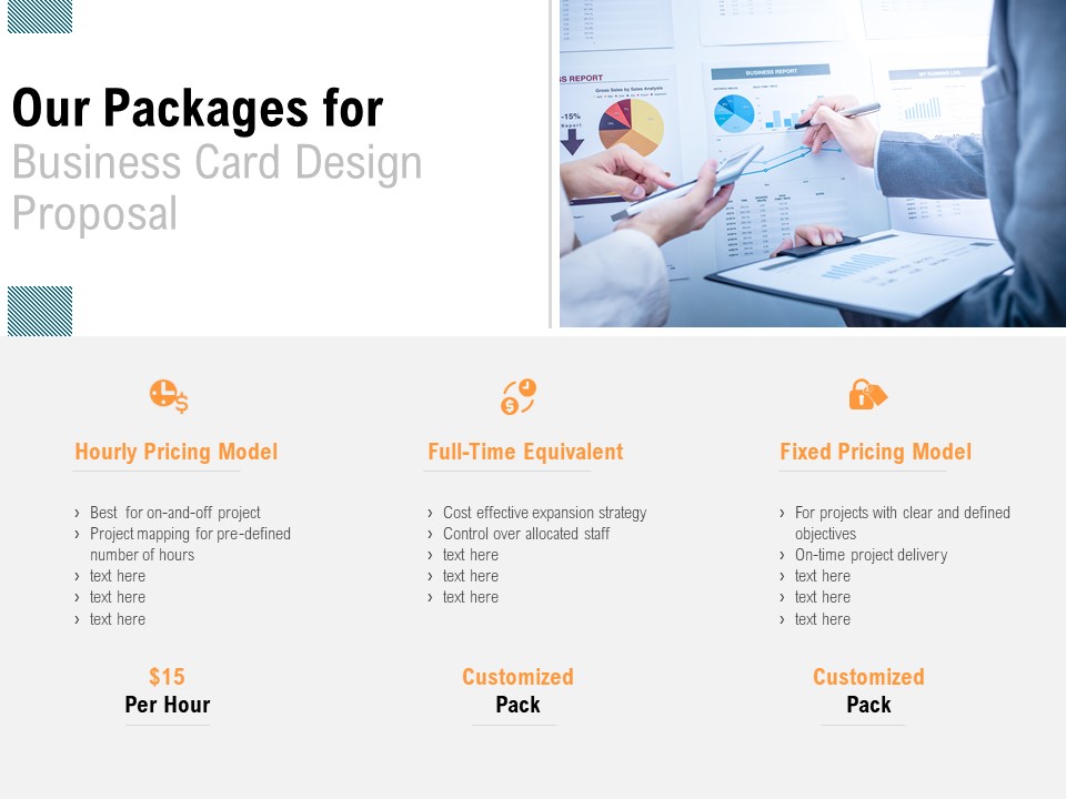 Our Packages For Business Card Design Proposal Financial Ppt PowerPoint Presentation Model Graphics Pictures