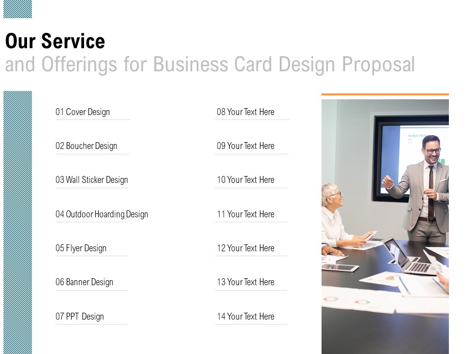 Our Service And Offerings For Business Card Design Proposal Ppt PowerPoint Presentation Pictures Maker