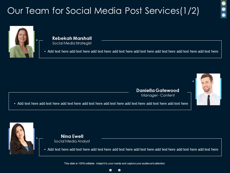 Our Team For Social Media Post Services Communication Ppt PowerPoint Presentation Diagram Graph Charts