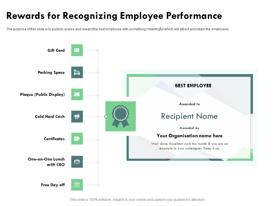 Outstanding Performer Workplace Rewards For Recognizing Employee Performance Elements PDF