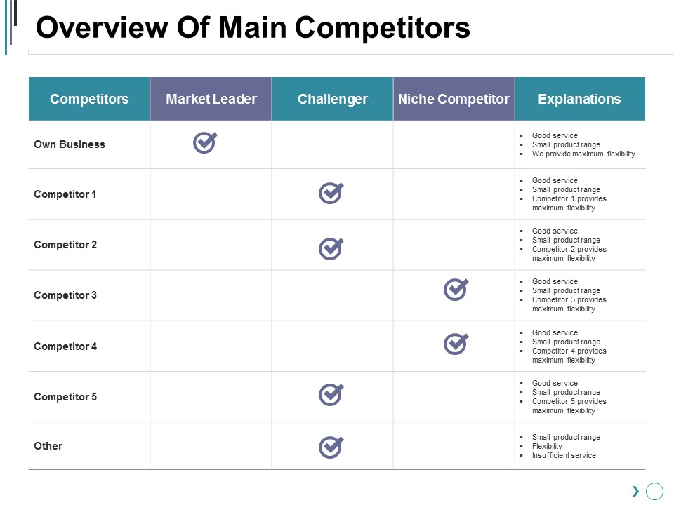Overview Of Main Competitors Ppt PowerPoint Presentation Icon Layout Ideas