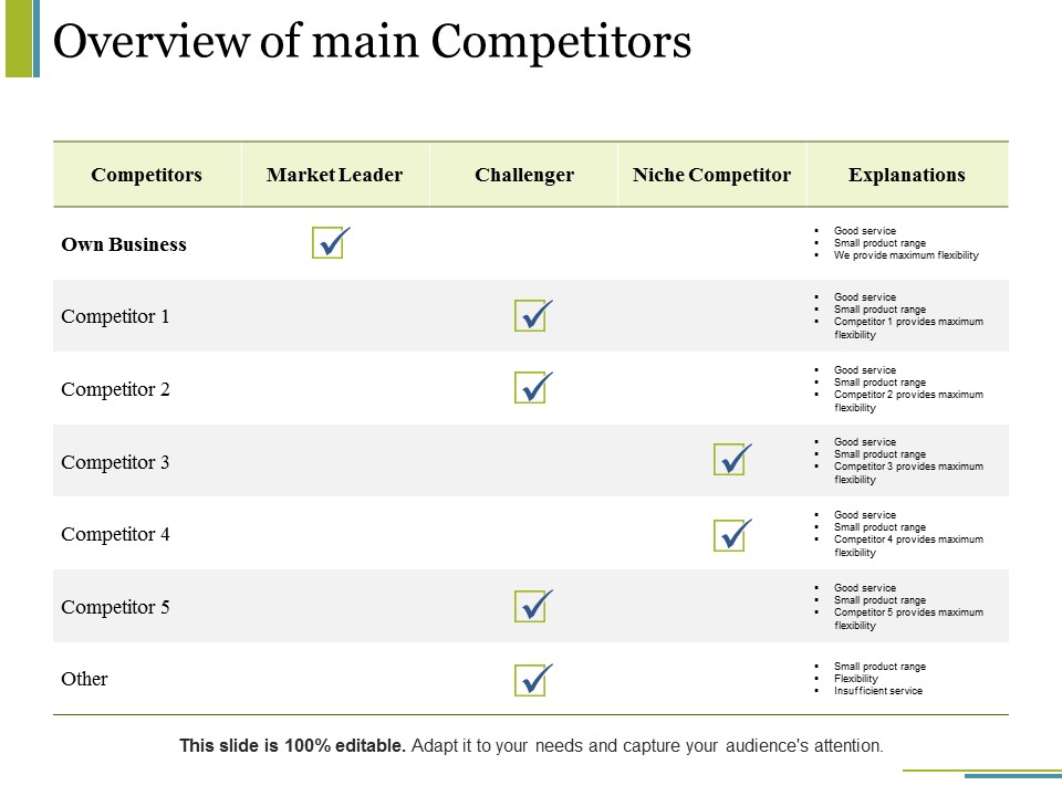 Overview Of Main Competitors Ppt PowerPoint Presentation Outline Graphics