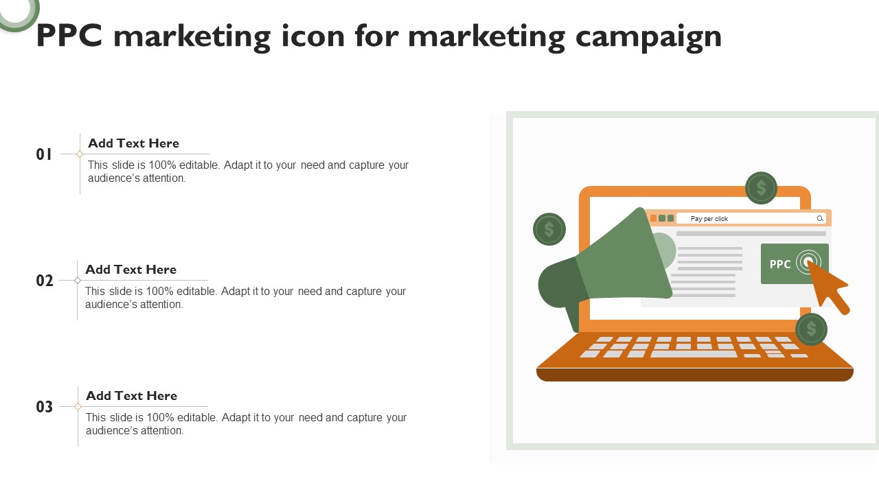 PPC Marketing Icon For Marketing Campaign Brochure PDF