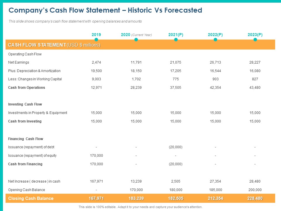 PPM Private Equity Companys Cash Flow Statement Historic Vs Forecasted Ppt PowerPoint Presentation Professional Guide PDF