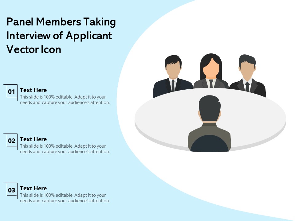 Panel Members Taking Interview Of Applicant Vector Icon Ppt PowerPoint Presentation Visual Aids Styles PDF