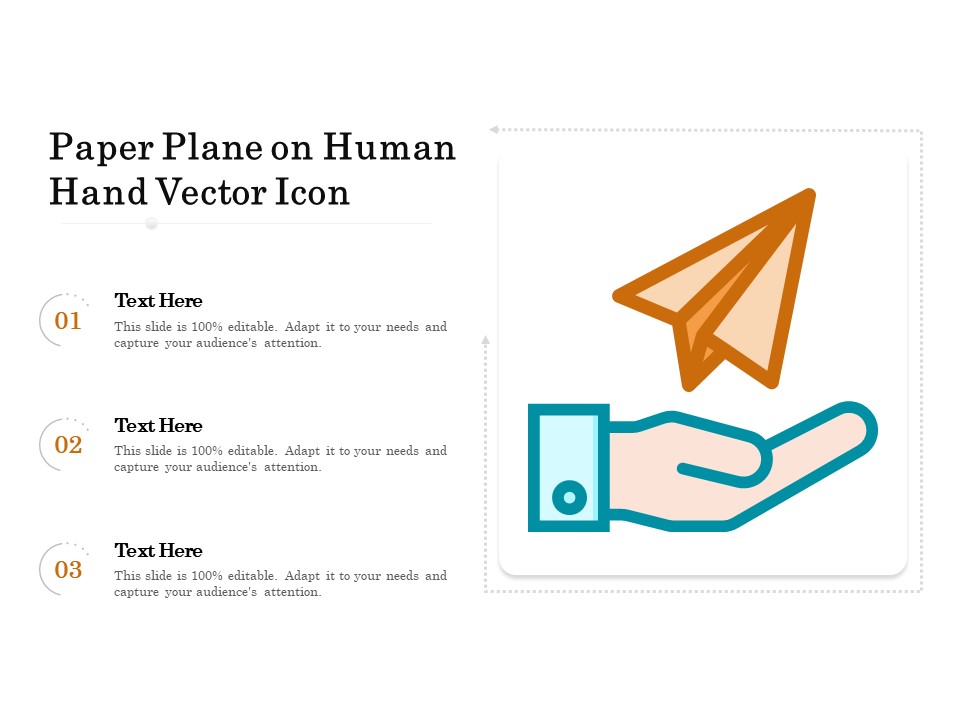 Paper Plane On Human Hand Vector Icon Ppt PowerPoint Presentation Styles Slide PDF