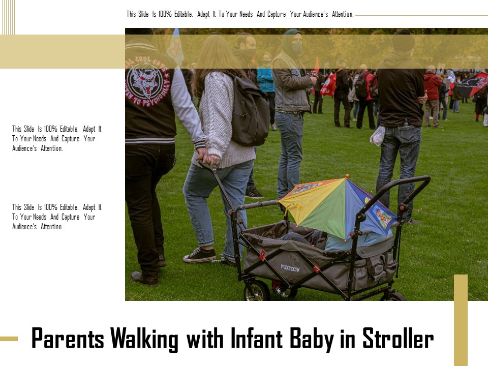 Parents Walking With Infant Baby In Stroller Ppt PowerPoint Presentation Gallery Background Image PDF