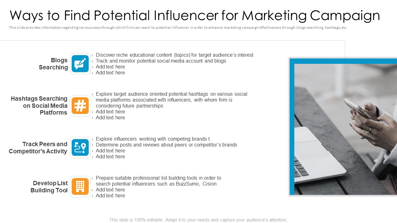 Partner Advertisement Strategy Ways To Find Potential Influencer For Marketing Campaign Structure PDF