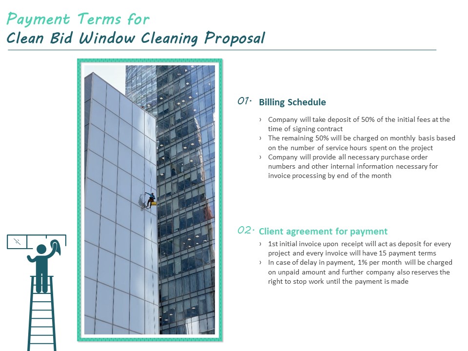 Payment Terms For Clean Bid Window Cleaning Proposal Ppt Infographic Template Infographic Template PDF