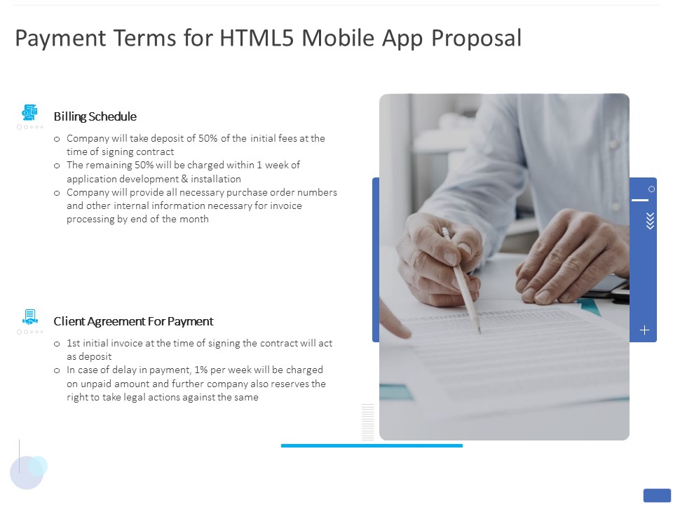 Payment Terms For HTML5 Mobile App Proposal Ppt PowerPoint Presentation Show Topics PDF