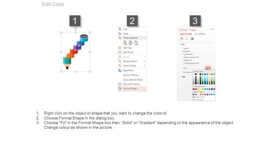 Pencil Chart With Growth Steps Powerpoint Template