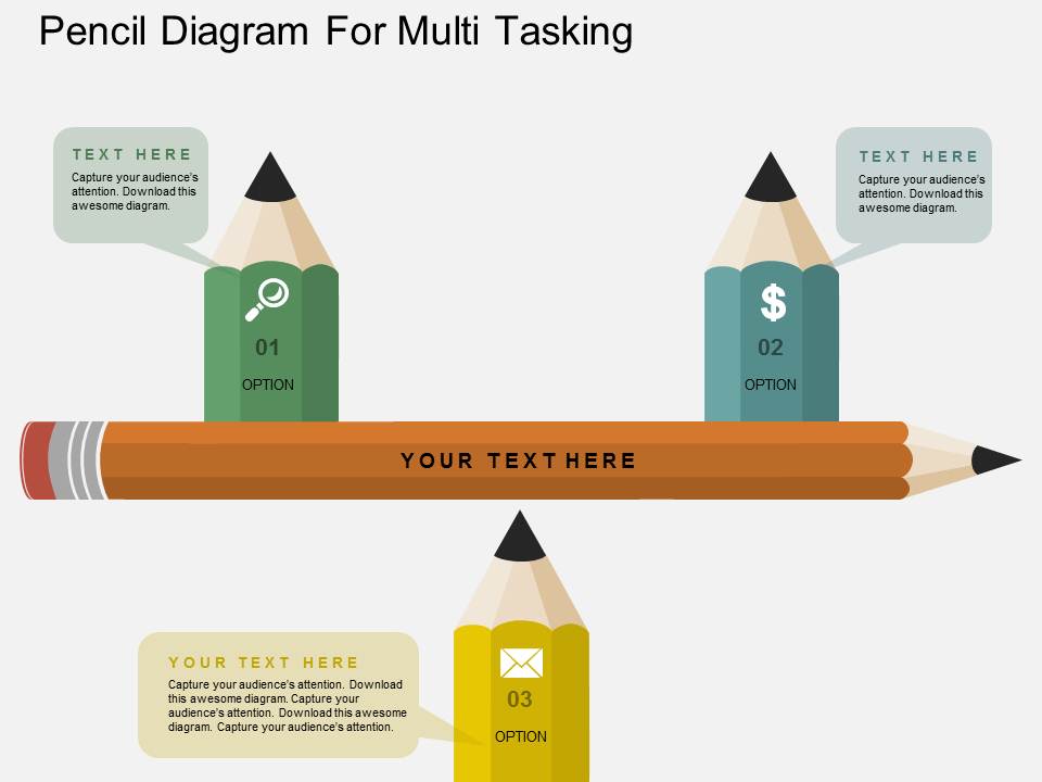 Pencil Diagram For Multi Tasking Powerpoint Template