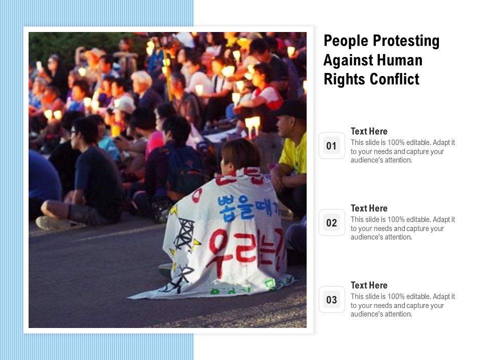 People Protesting Against Human Rights Conflict Ppt PowerPoint Presentation Styles Visual Aids PDF
