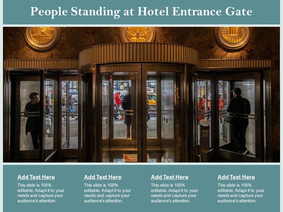 People Standing At Hotel Entrance Gate Ppt PowerPoint Presentation Rules PDF