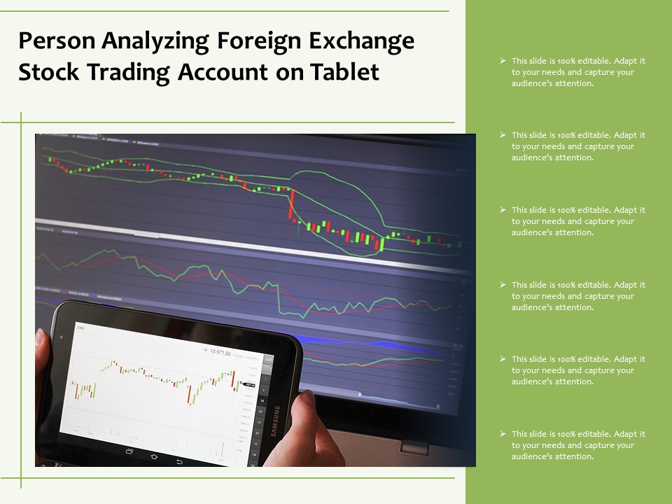 Person Analyzing Foreign Exchange Stock Trading Account On Tablet Ppt PowerPoint Presentation File Gallery PDF