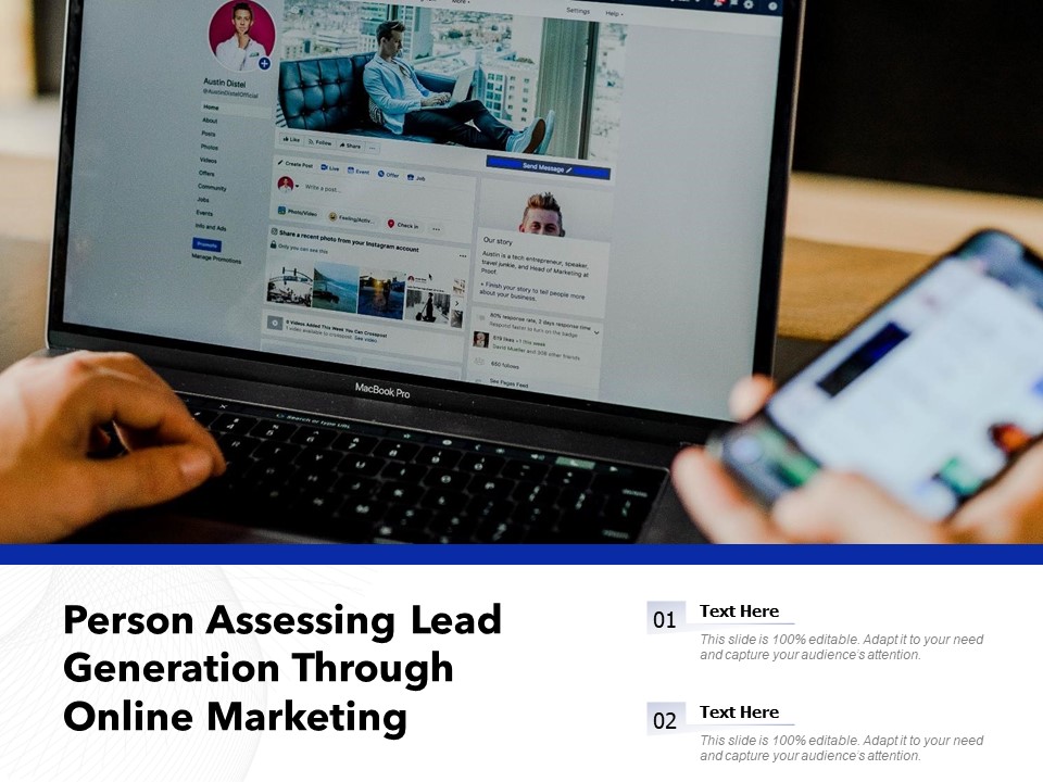 Person Assessing Lead Generation Through Online Marketing Ppt PowerPoint Presentation Icon Deck PDF