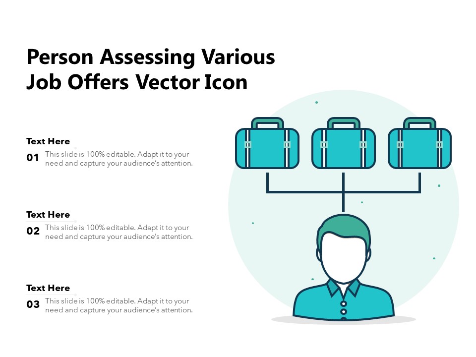 Person Assessing Various Job Offers Vector Icon Ppt PowerPoint Presentation Gallery Examples PDF