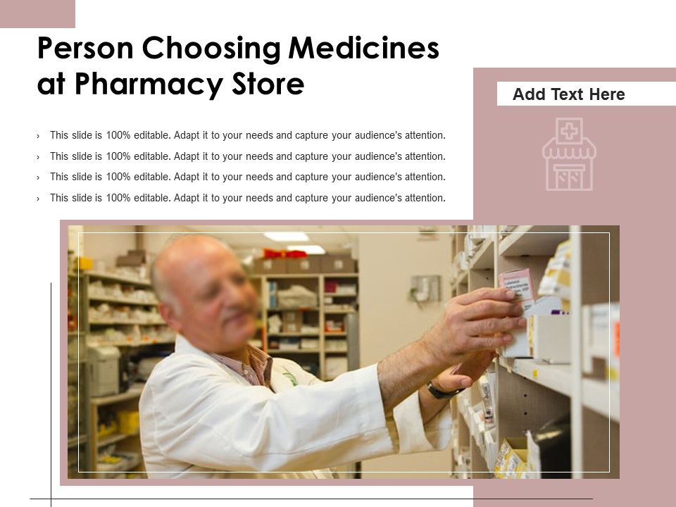Person Choosing Medicines At Pharmacy Store Ppt PowerPoint Presentation Styles Model PDF