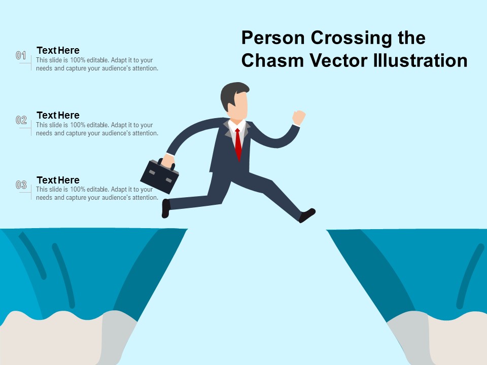 Person Crossing The Chasm Vector Illustration Ppt PowerPoint Presentation File Influencers PDF