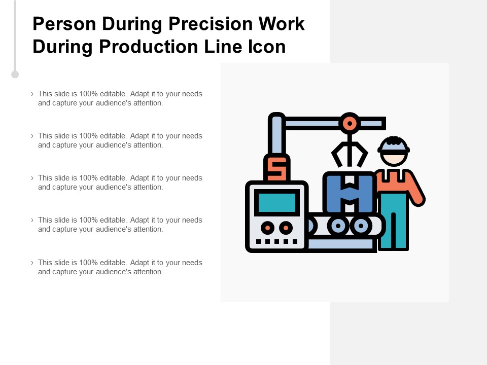 Person During Precision Work During Production Line Icon Ppt PowerPoint Presentation Model Objects