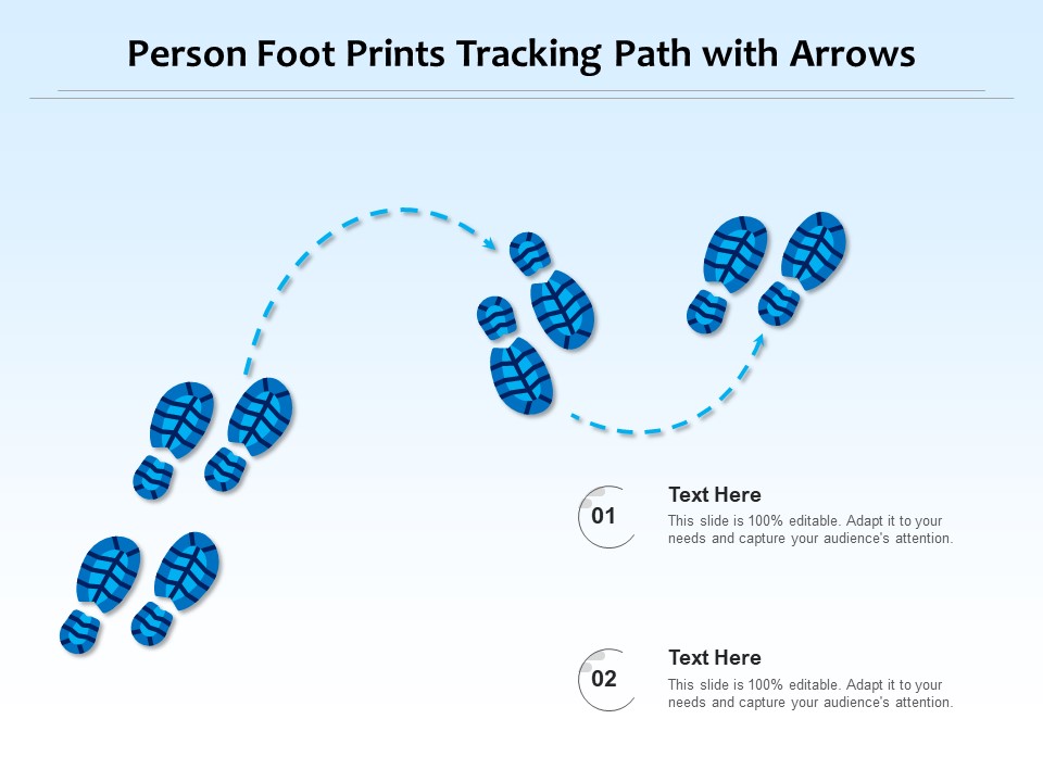 Person Foot Prints Tracking Path With Arrows Ppt PowerPoint Presentation Gallery Skills PDF