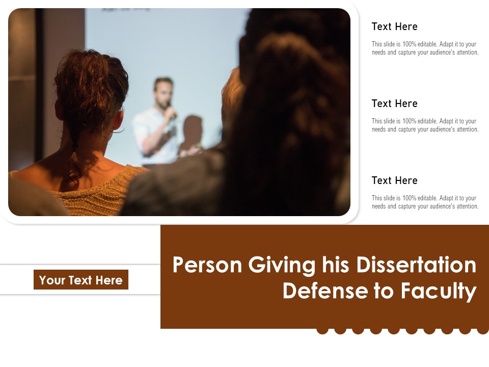 Person Giving His Dissertation Defense To Faculty Ppt PowerPoint Presentation Icon Show PDF